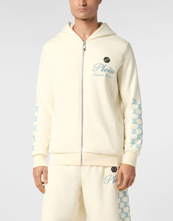 Hoodie Sweatjacket Cote D Azur Checkmate Off White