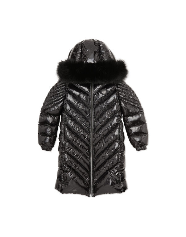 Puffer Fox Long Coat black