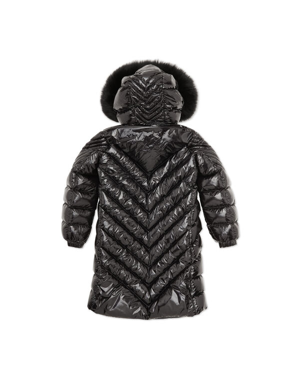 Puffer Fox Long Coat black
