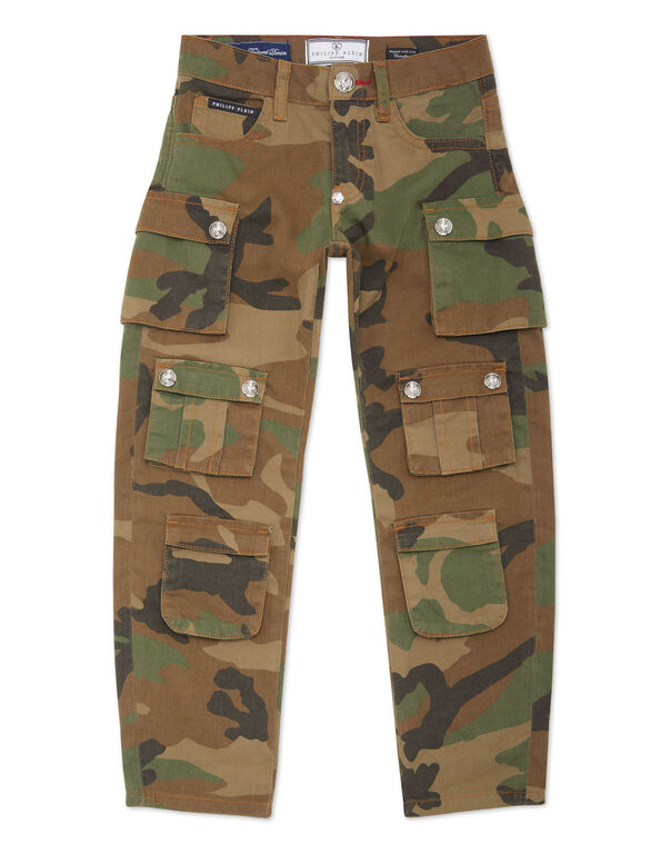 Strass Denim Cargo Trousers Camouflage camouflage