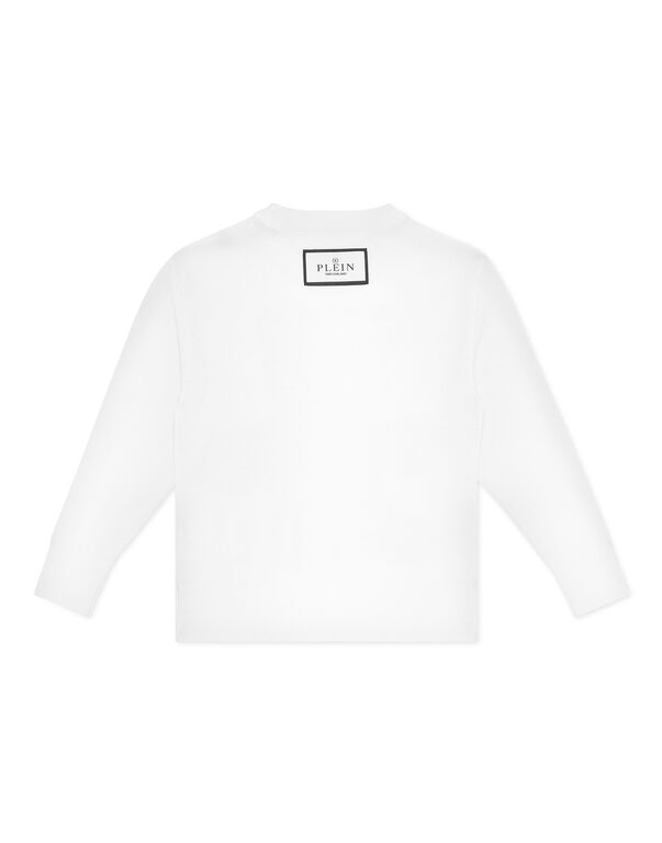 Pullover Round Neck LS Teddy Bear white
