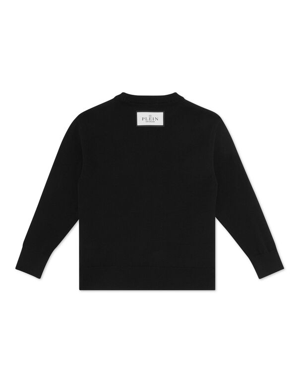 Pullover Round Neck LS Teddy Bear black