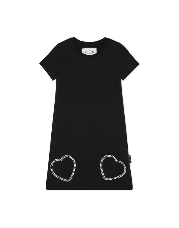 Padded Shoulder T-Shirt Short Dress Heart black 1 3760-padded-shoulder-t-shirt-short-dress-heart-black-1.jpg