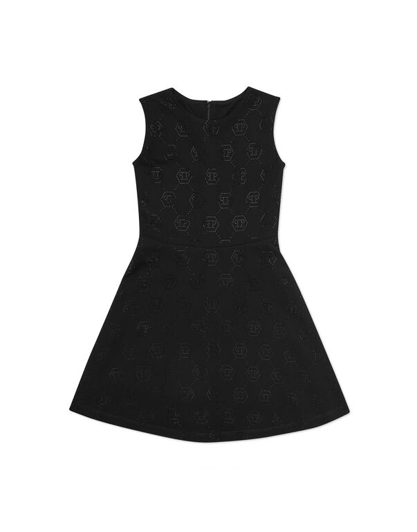 Duchesse Doll Midi Dress Strass Monogram black