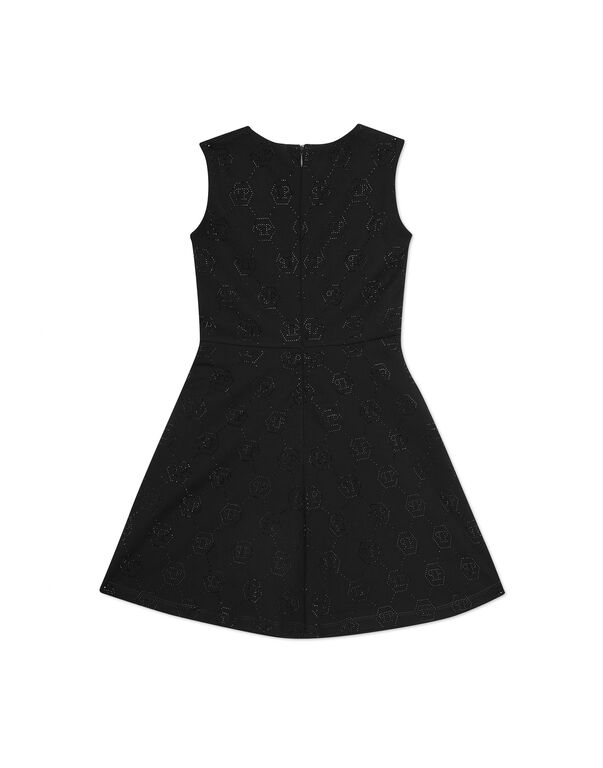 Duchesse Doll Midi Dress Strass Monogram black