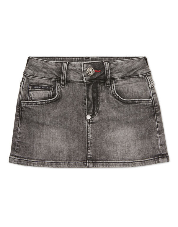 Denim Mini Skirt GREY SMOKE