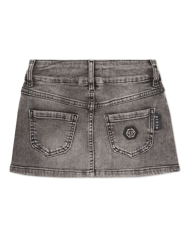 Denim Mini Skirt GREY SMOKE