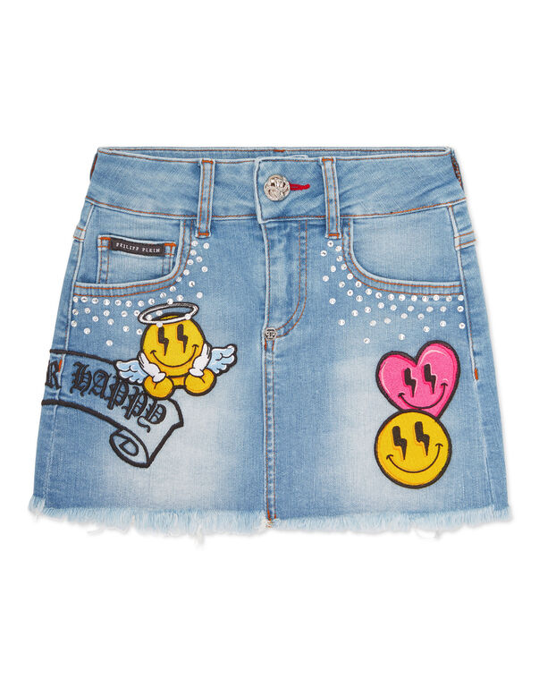 Denim Mini Skirt Smile light blue