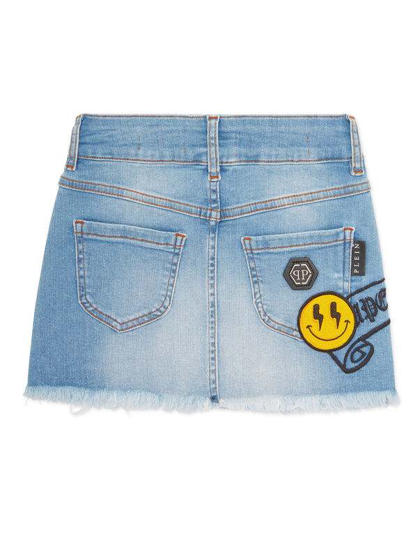 Denim Mini Skirt Smile light blue