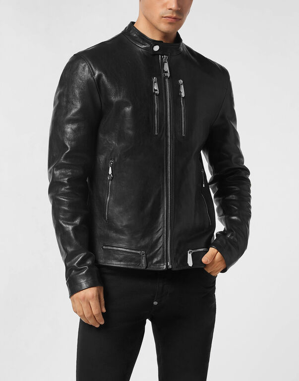 Leather Moto Jacket black