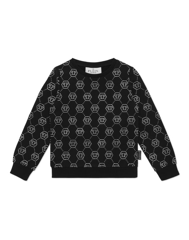 Sweatshirt LS Strass Monogram black