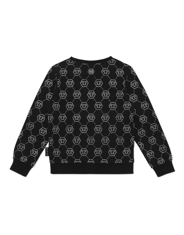 Sweatshirt LS Strass Monogram black