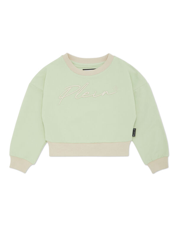 Cropped Sweatshirt Round Neck LS Signature green