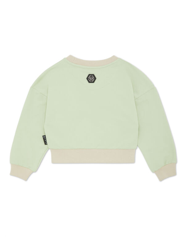 Cropped Sweatshirt Round Neck LS Signature green