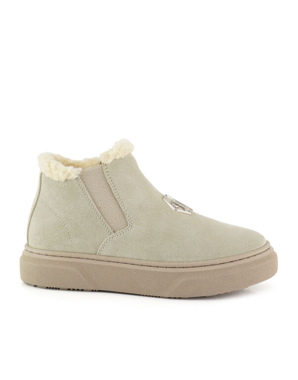 Eco Shearling Suede Anckle Boots beige