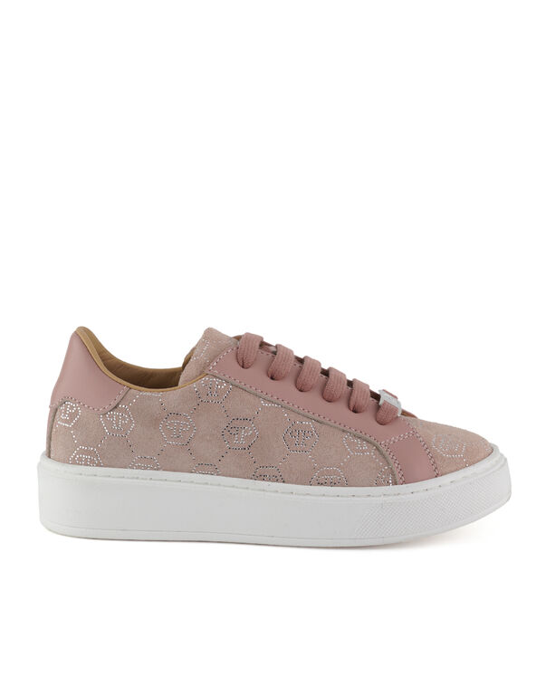Suede Lo-Top Sneakers Monogram Strass pink/silver