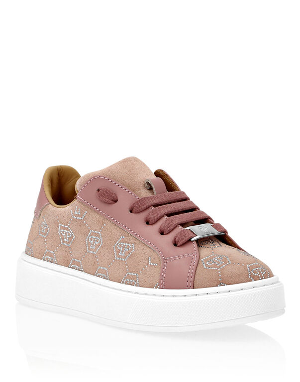 Suede Lo-Top Sneakers Monogram Strass pink/silver