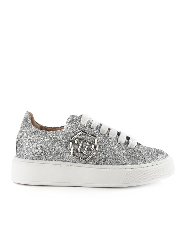 Glitter Lo-Top Sneakers Hexagon Silver
