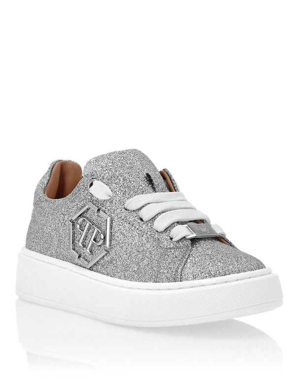 Glitter Lo-Top Sneakers Hexagon Silver
