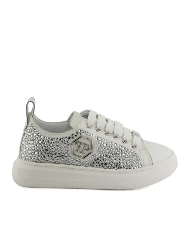 Satin Lo-Top Sneakers Strass Hexagon white/crystal