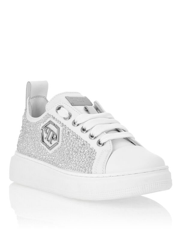 Satin Lo-Top Sneakers Strass Hexagon white/crystal
