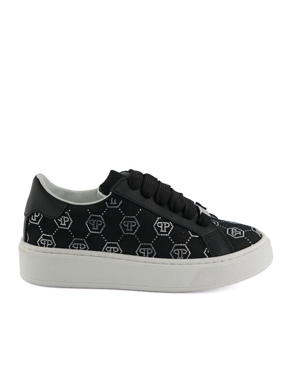 Satin Lo-Top Sneakers Monogram Strass black / white