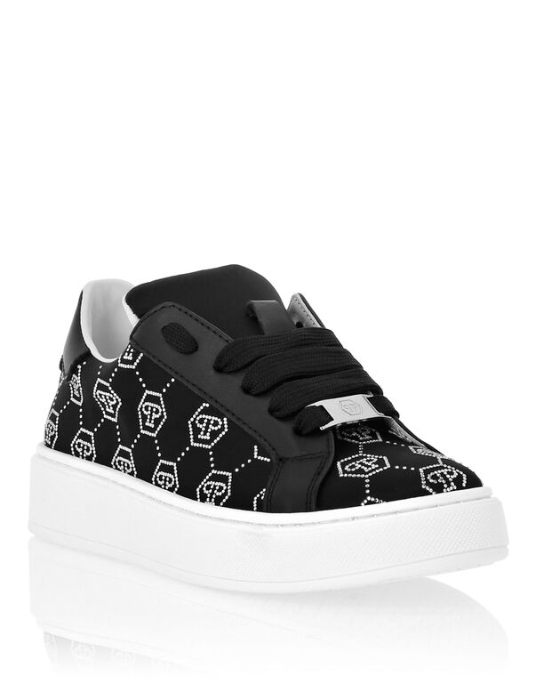 Satin Lo-Top Sneakers Monogram Strass black / white