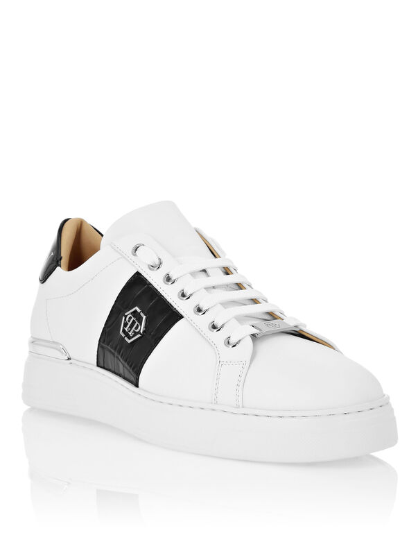 Mix Leather Lo-Top Sneakers Hexagon white / black
