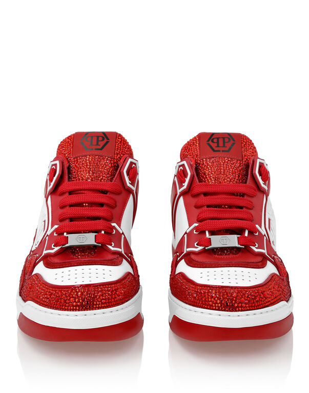 Leather Low-Top Sneakers Moon Walker white / red