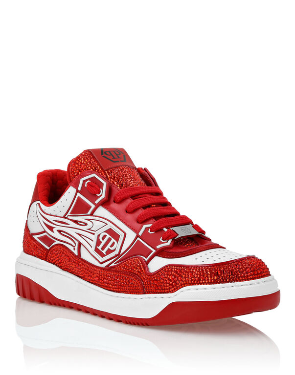 Leather Low-Top Sneakers Moon Walker white / red