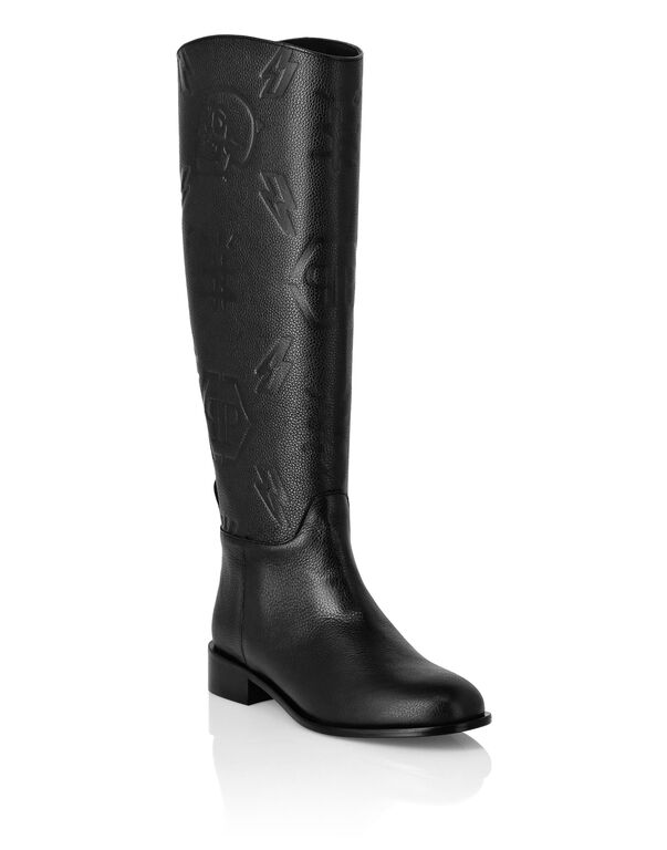 Leather Lo-Heels Mid Boots Monogram black