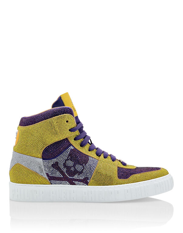 HI-TOP SNEAKERS NOTORIOUS CRYSTAL SKULL with Crystals yellow