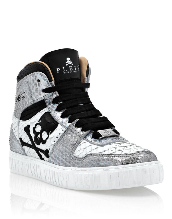 HI-TOP SNEAKERS NOTORIOUS PYTHON SKULL white/middle blue
