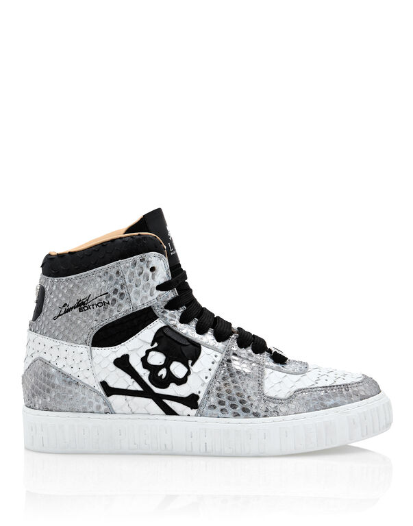 HI-TOP SNEAKERS NOTORIOUS PYTHON SKULL white/middle blue
