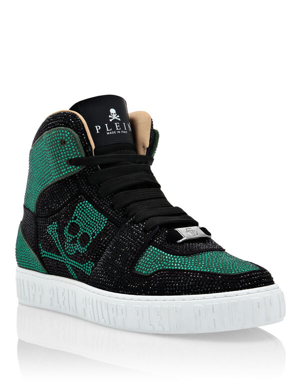 HI-TOP SNEAKERS NOTORIOUS CRYSTAL SKULL with Crystals green / black