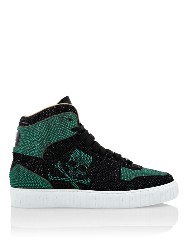 HI-TOP SNEAKERS NOTORIOUS CRYSTAL SKULL with Crystals green / black