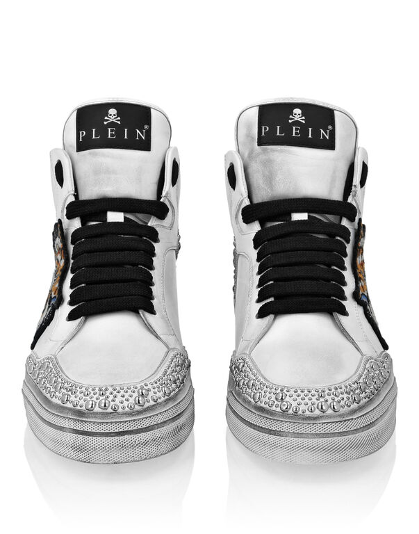 Leather Hi-Top Sneakers Retrokickz Tiger white / black