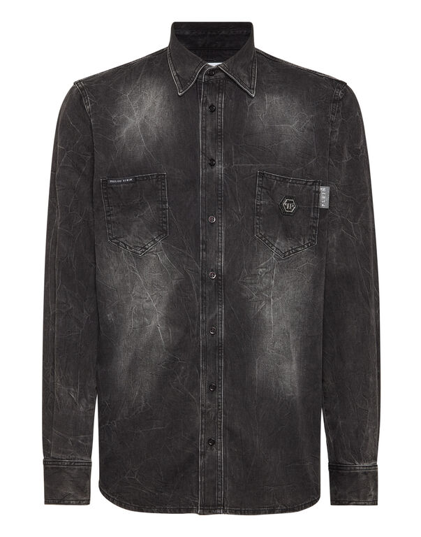 Denim Shirt Long-Sleeve Skull&Bones GREY MOON