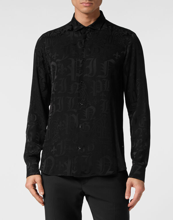 Jacquard Shirt Sugar Daddy Cut LS Monogram black