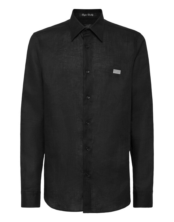 Linen Shirt Sugar Daddy Cut LS black