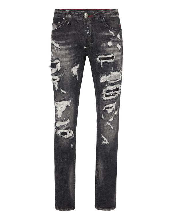 Denim Super Straight Cut Fit Trousers Hexagon Riot Black