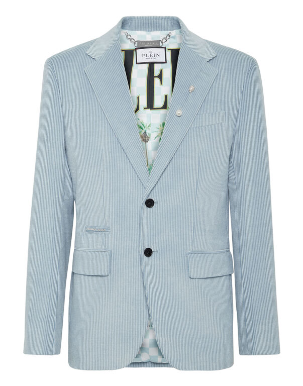 Velvet Gabardine Blazer Flicky Fit light blue