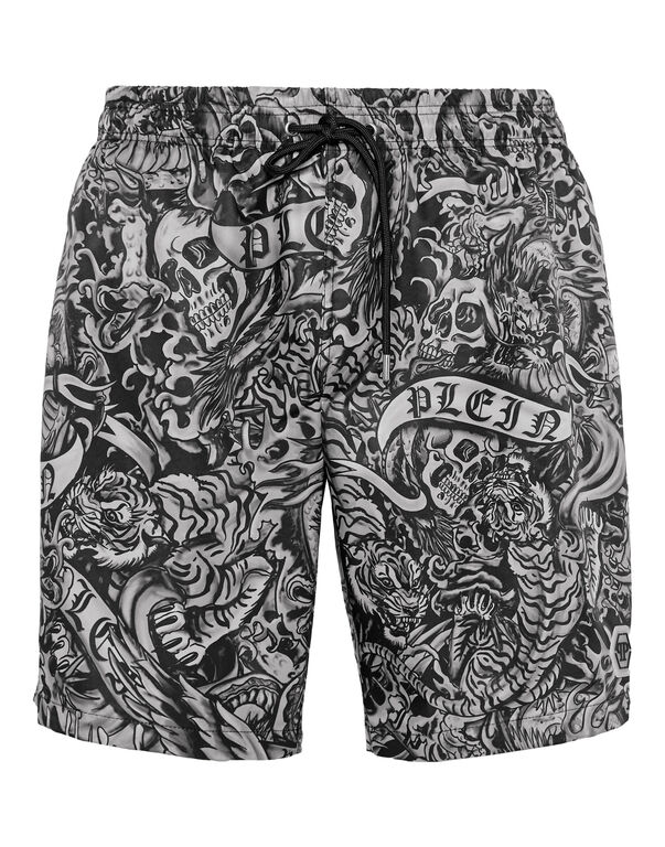 Long Swim Boxers Tattoo black