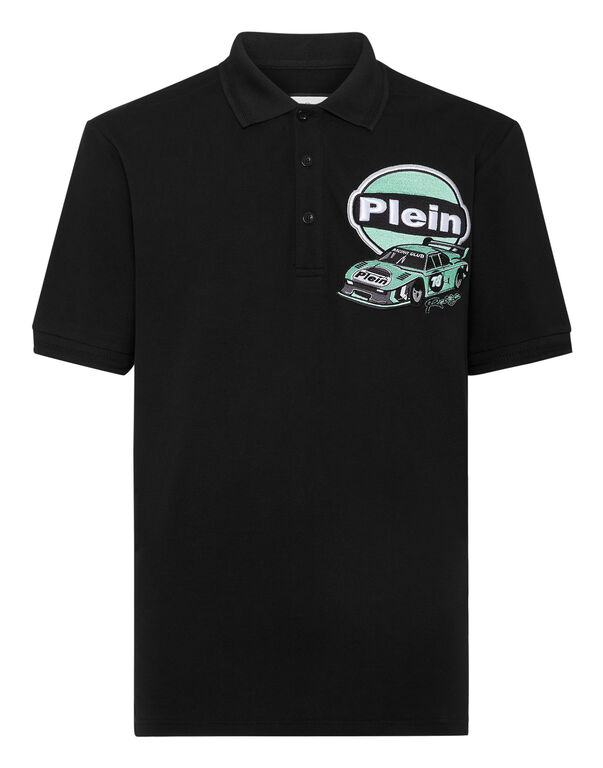 Pique Polo Shirt SS Slim Fit Cars Racing black/turquoise