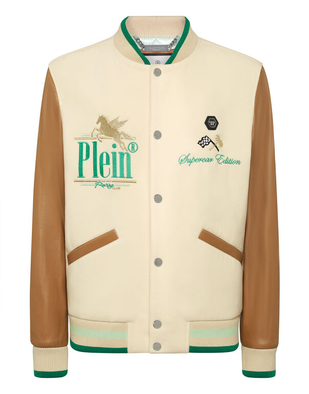 College Bomber Jacket LS Racing Club beige