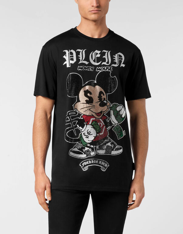Jersey T-shirt Round Neck SS Strass Money Mouse black