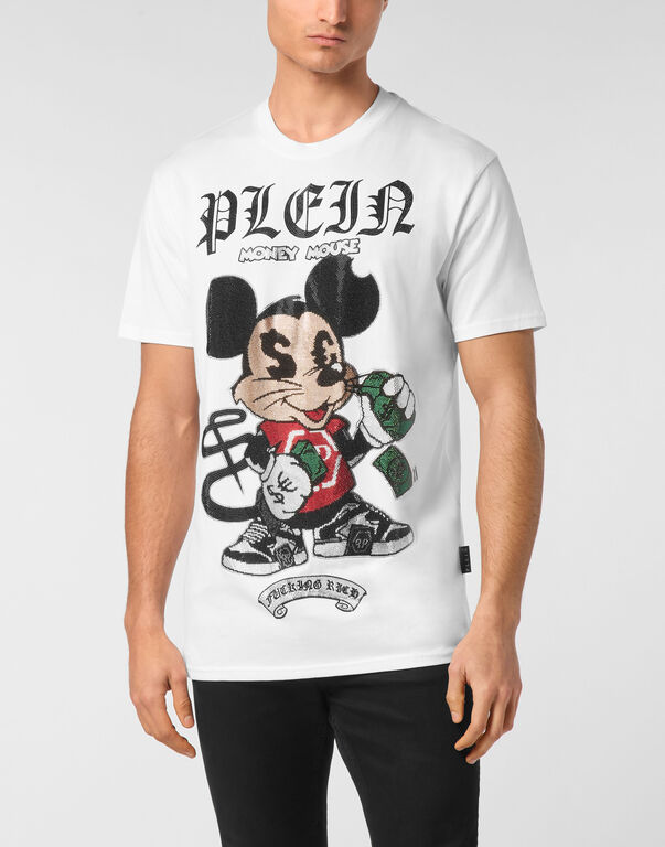 Jersey T-shirt Round Neck SS Strass Money Mouse white