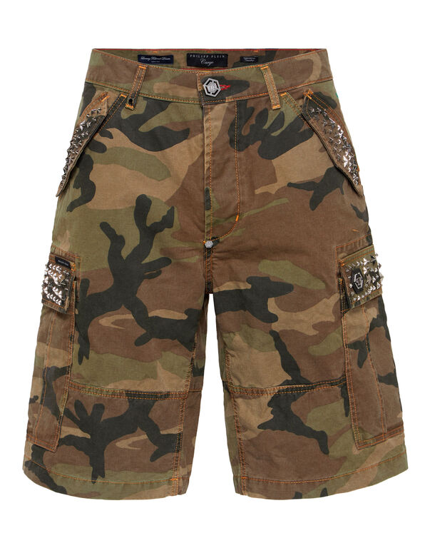 Denim Cargo Shorts Studs camouflage