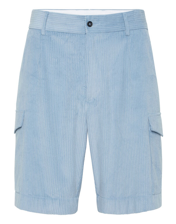 Velvet Gabardine Short Cargo Trousers Cool Kid Fit light blue