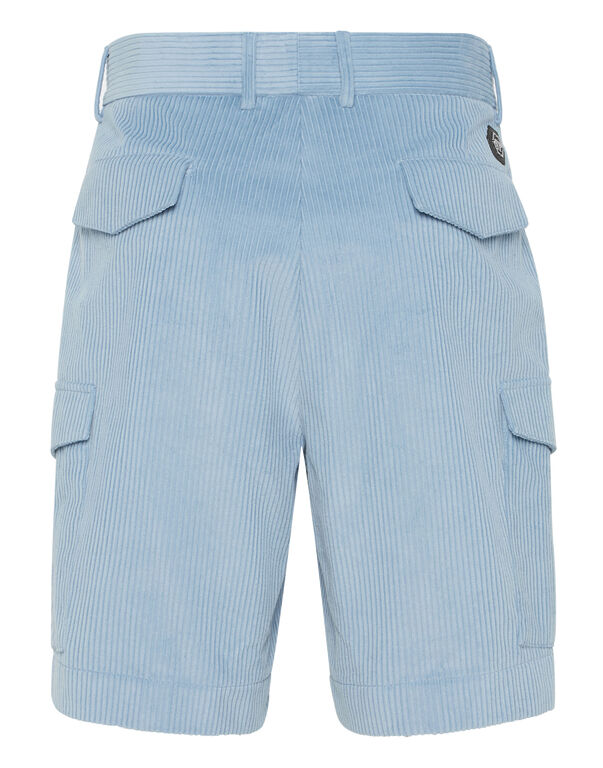 Velvet Gabardine Short Cargo Trousers Cool Kid Fit light blue
